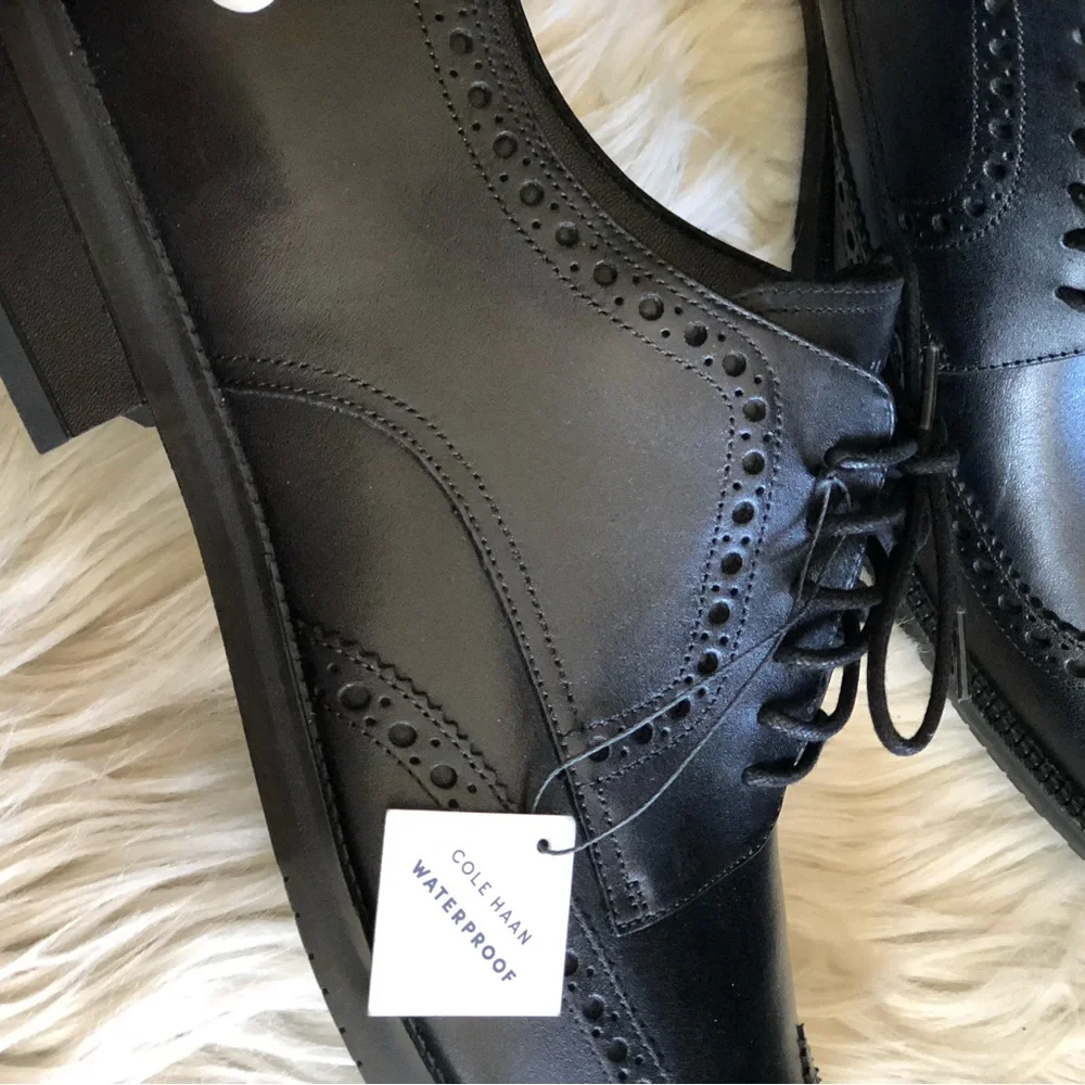 Cole Haan Leather Modern Essentials Wingtip Oxford Waterproof Mens Black size 13